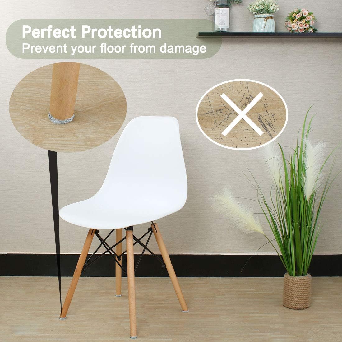Securit Self Adhesive Skid Protectors Grey Pack of 60 S5414 | Furniture Floor Protectors | Prevents Scratches and Reduces Noise | Easy to Apply Pads | For Chairs and Tables