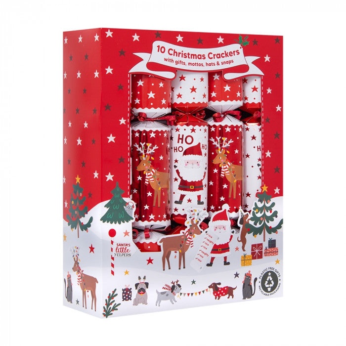 RSW Christmas Santa and Yelper Crackers Multicoloured Pack of 10 12-Inch XM7027 | With Hats-Mottos-Gifts and Snaps | Recyclable Packaging | Plastic Free Gifts