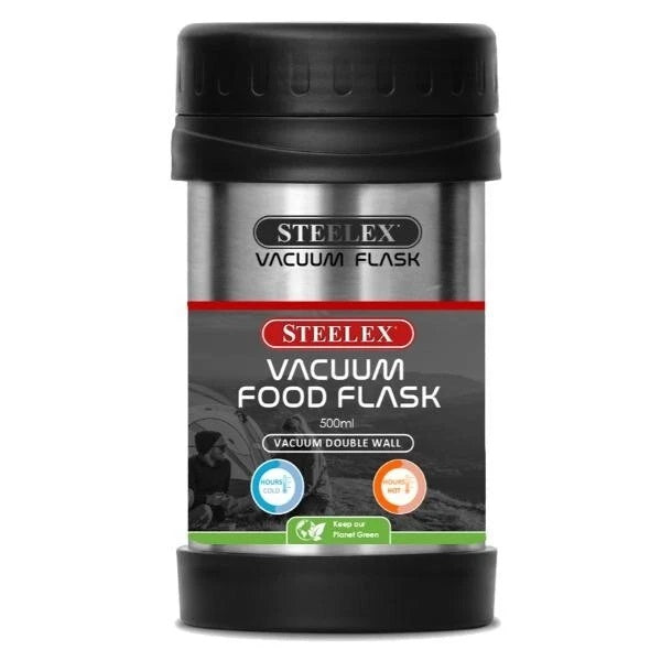 Steelex Stainless Steel Vacuum Food Flask Black and Silver 500ml FL9950FD