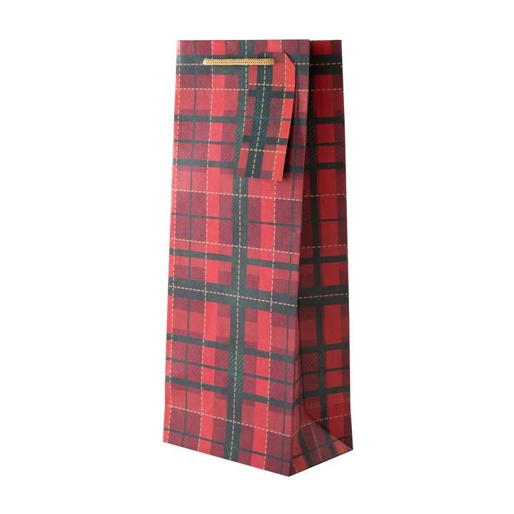 Eurowrap Tartan Bottle Bag Assorted Colours Pack of 12 X-36154-4C