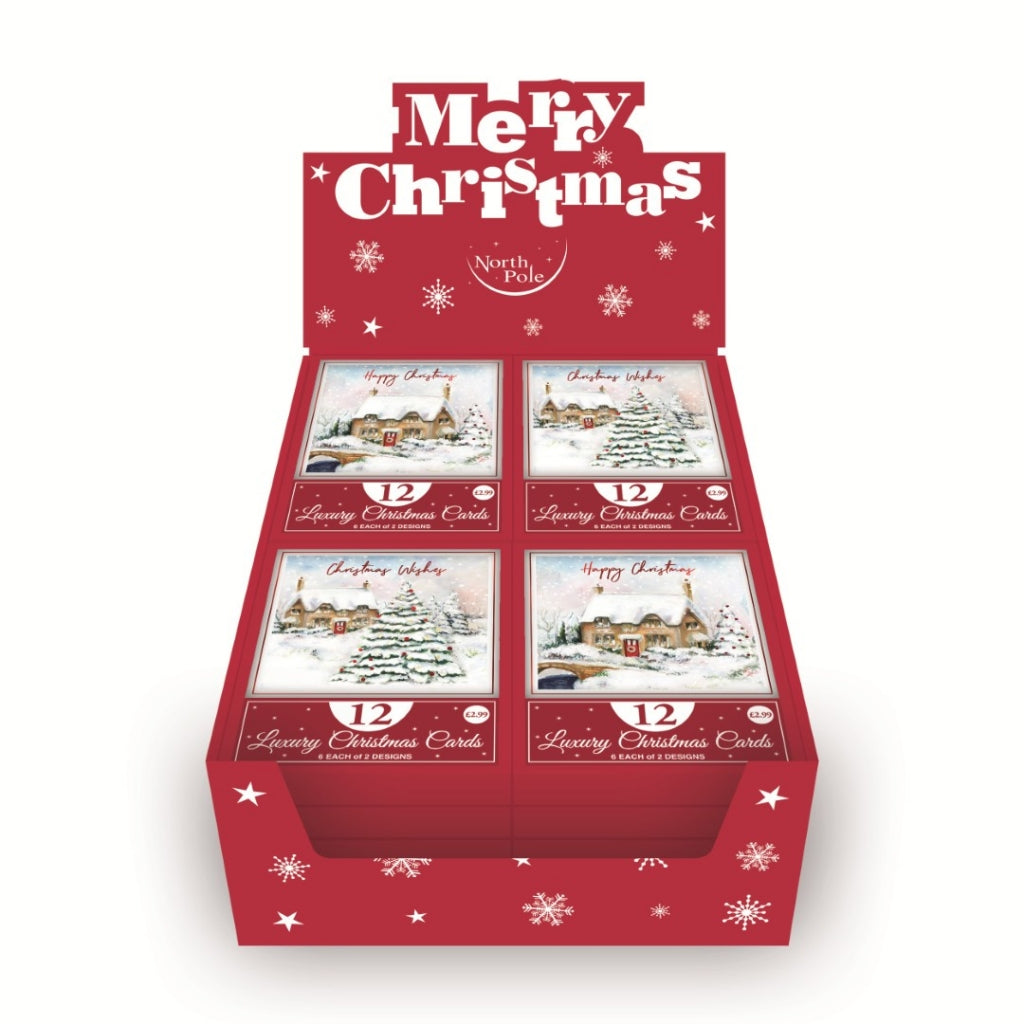 Eurowrap Winter Village Luxury Christmas Cards Assorted Pack of 12 X-35801-BC