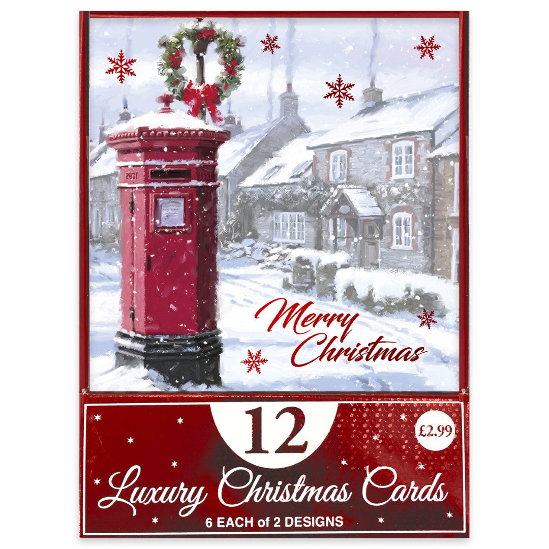 Eurowrap Winter Wonderland Luxury Christmas Cards Assorted Pack of 12 X-35816-BC