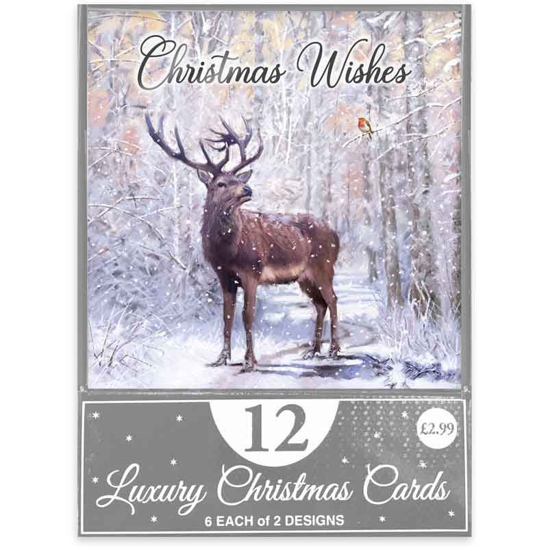 Eurowrap Woodland Luxury Christmas Cards Assorted Pack of 12 X-35798-BC