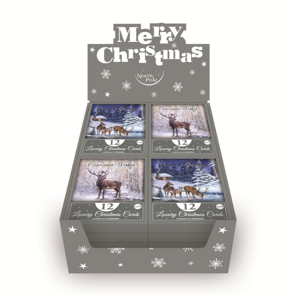 Eurowrap Woodland Luxury Christmas Cards Assorted Pack of 12 X-35798-BC