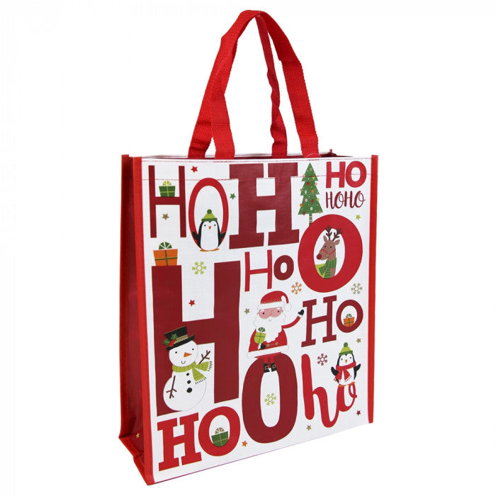 Clairefontaine Eurowrap Christmas Hohoho PP Woven Gift Bag Multicoloured Small X-35774-PPC | With Red Handle | Eco-friendly Reusable Bag
