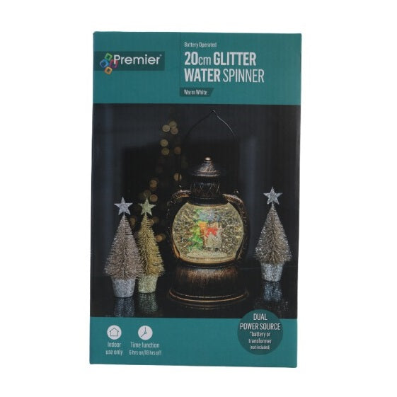 Premier Glitter Water Spinner Lantern Multicoloured 20cm LB191738 | Warm White Light | Battery or Transformer Operated | Indoor Use Only | With Timer Function