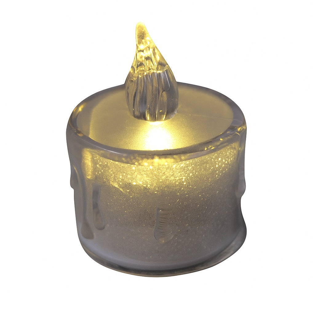 Battery Operated Mini Transparent Tea Light Warm Yellow 5cm LB251069