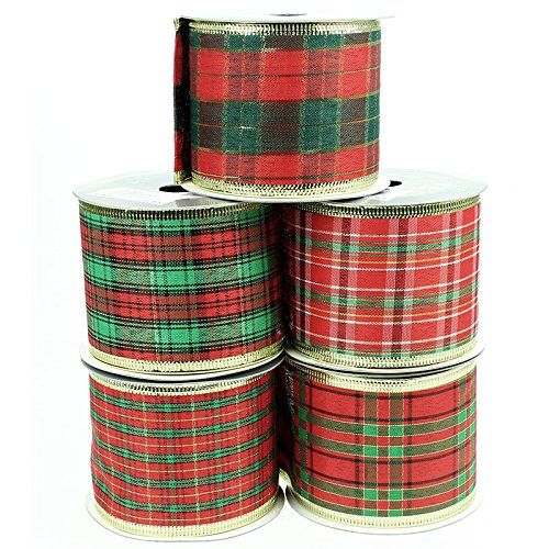 Premier Decorative Tartan Wired Ribbon Assorted 6cm x 2.7Mtr Pack of 1 R232050