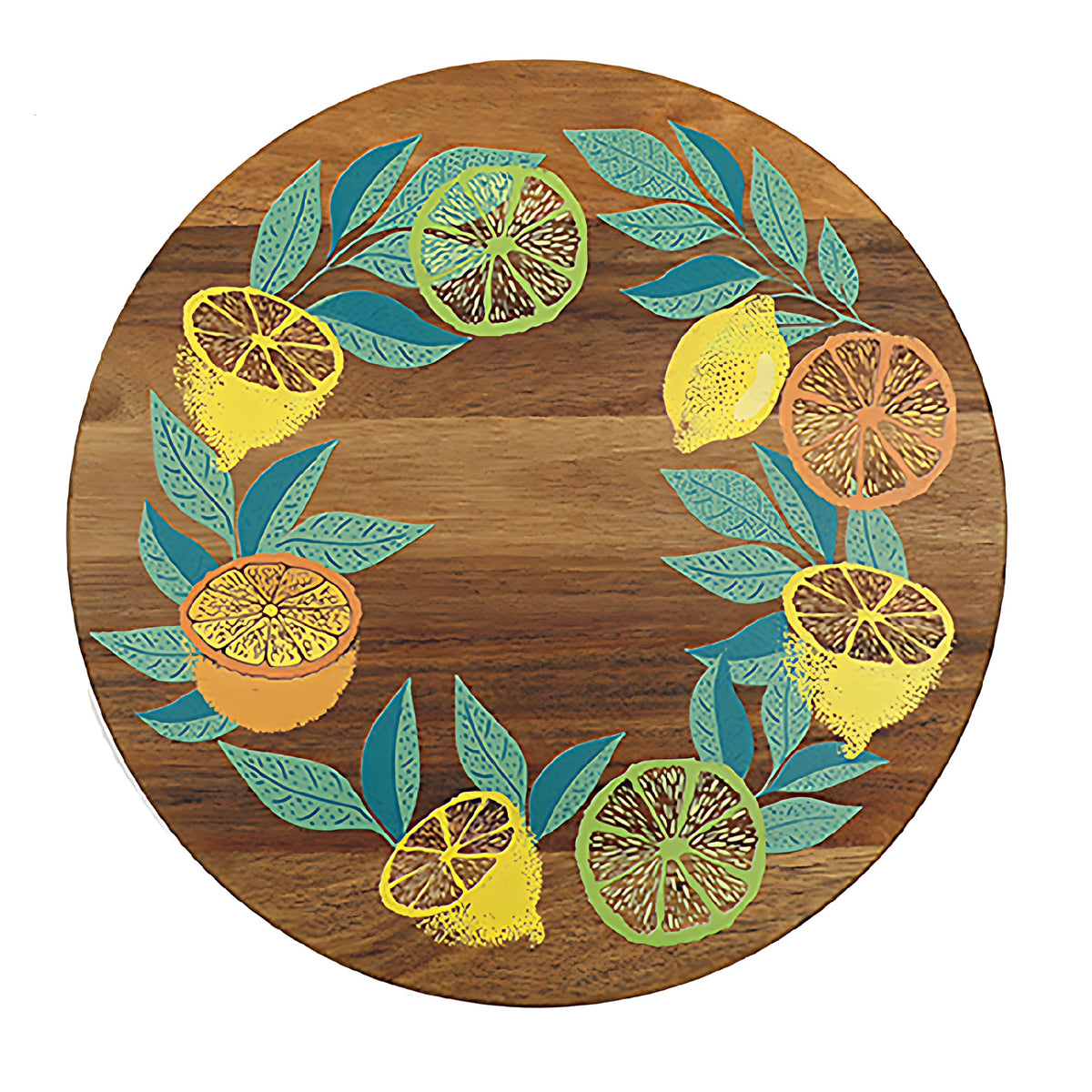 SIL Citrus Printed Wooden Lazy Susan Brown 35cm x 35cm x 4cm KG3874