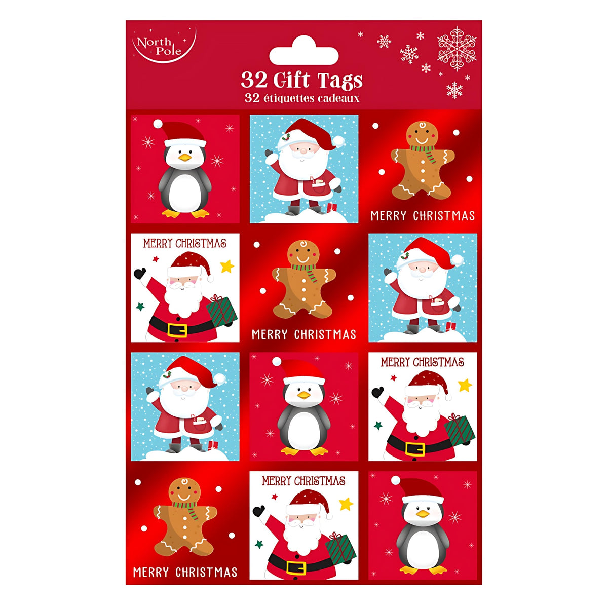 Eurowrap Cute Christmas Gift Tags Assorted Pack of 32 X-34625-GTC