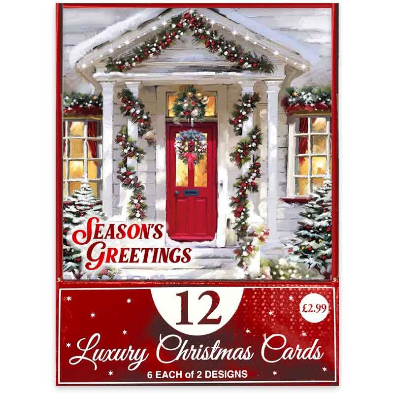Eurowrap Xmas Home Luxury Christmas Cards Assorted Pack of 12 X-35804-BC