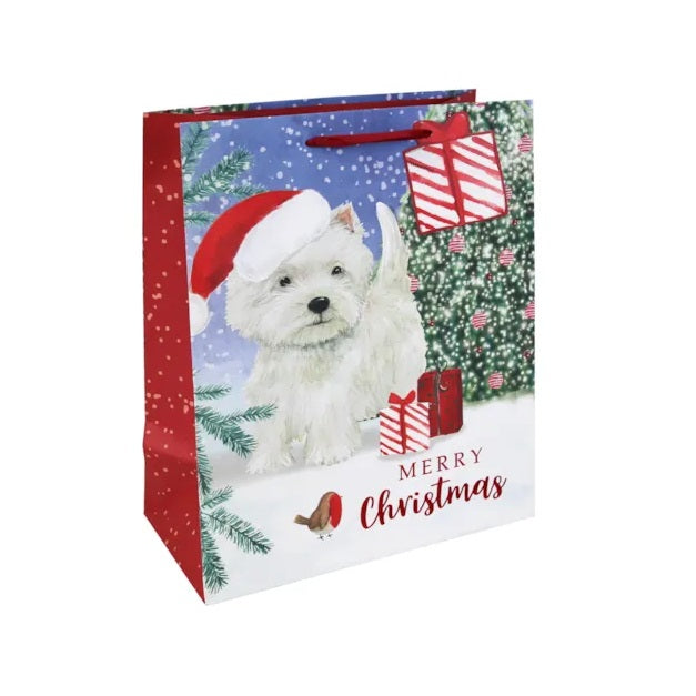 Eurowrap Westie Kraft Gift Bag White Large Pack of 12 X-36091-2C