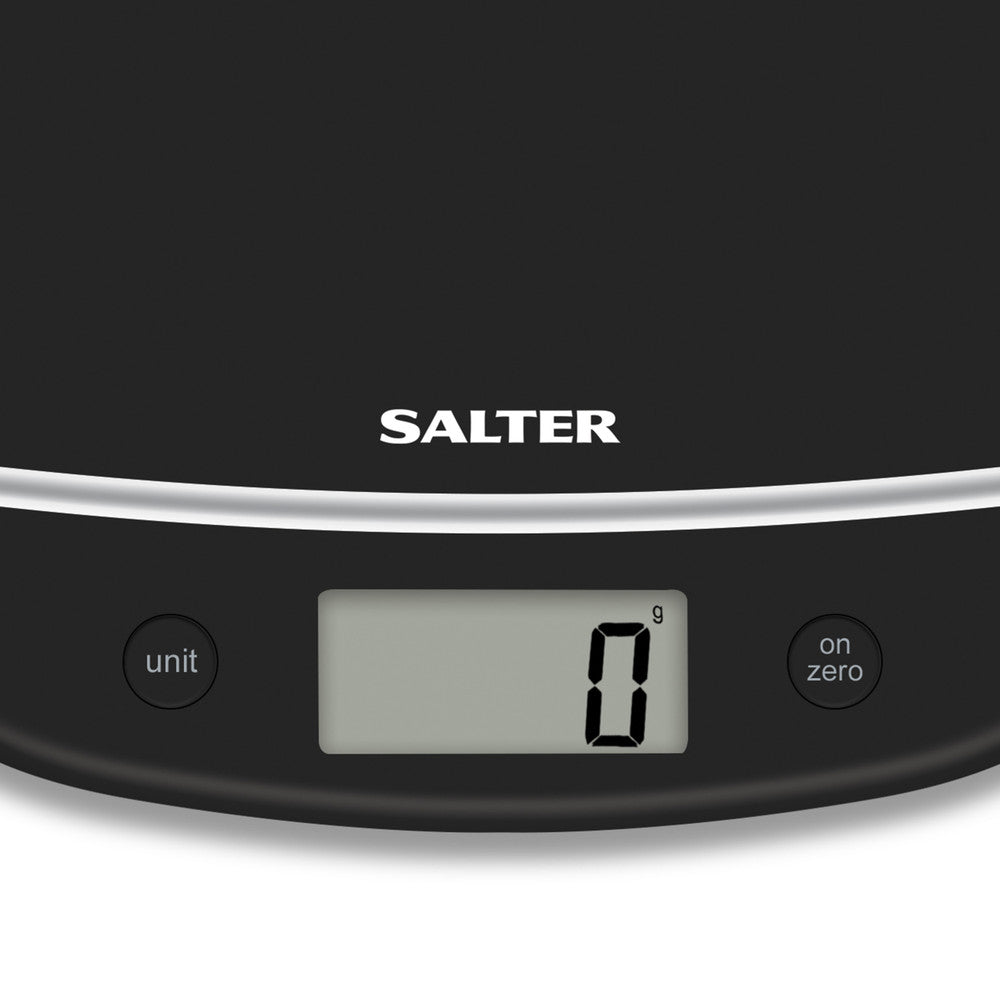 Salter Electronic Kitchen Scale Black 1056 BCFEU12 | 5Kg Capacity | Digital LCD Display | Aquatronic for Liquids | Add and Weigh Function | Slim Compact Design | Measure Both Wet and Dry Ingredients