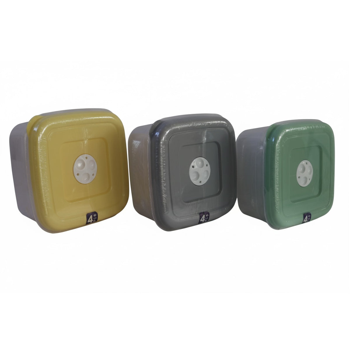 Ratan Square Food Containers with Air Vent Assorted Colours Pack of 4 RT21184