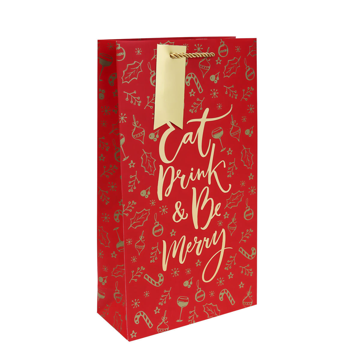 Eurowrap Be Merry Bottle Bag Red W127mm x H355mm x 90mm Pack of 12 X-36169-4C