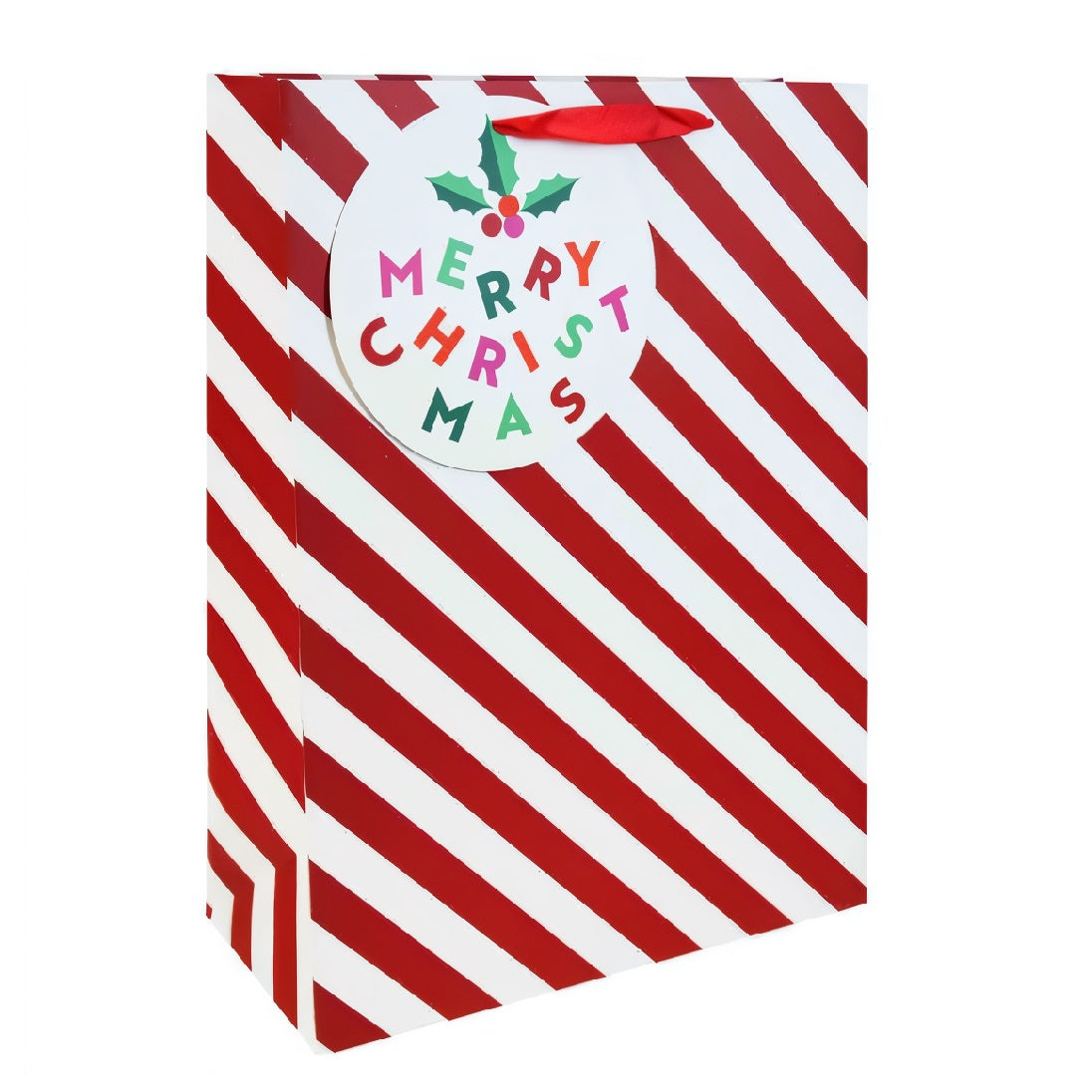 Eurowrap Candy Cane Gift Bag Multicolour Xtra Large 33cm x 15cm x 45.5cm Pack of 12 X-36133-1WC