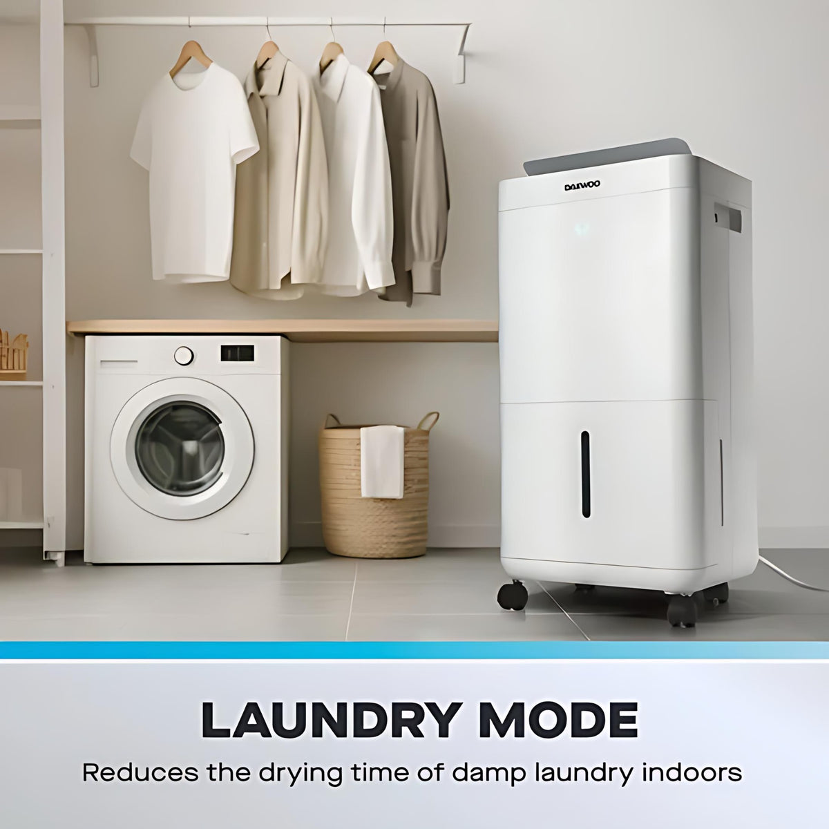 Daewoo 2 in 1 Dehumidifier and Air Purifier White 12Ltr COL1670 | Improved Air Quality | HAF Filter | 24 Hour Timer | Silent Mode | Laundry Drying Mode | 24 Metre Square Suitable Room Size