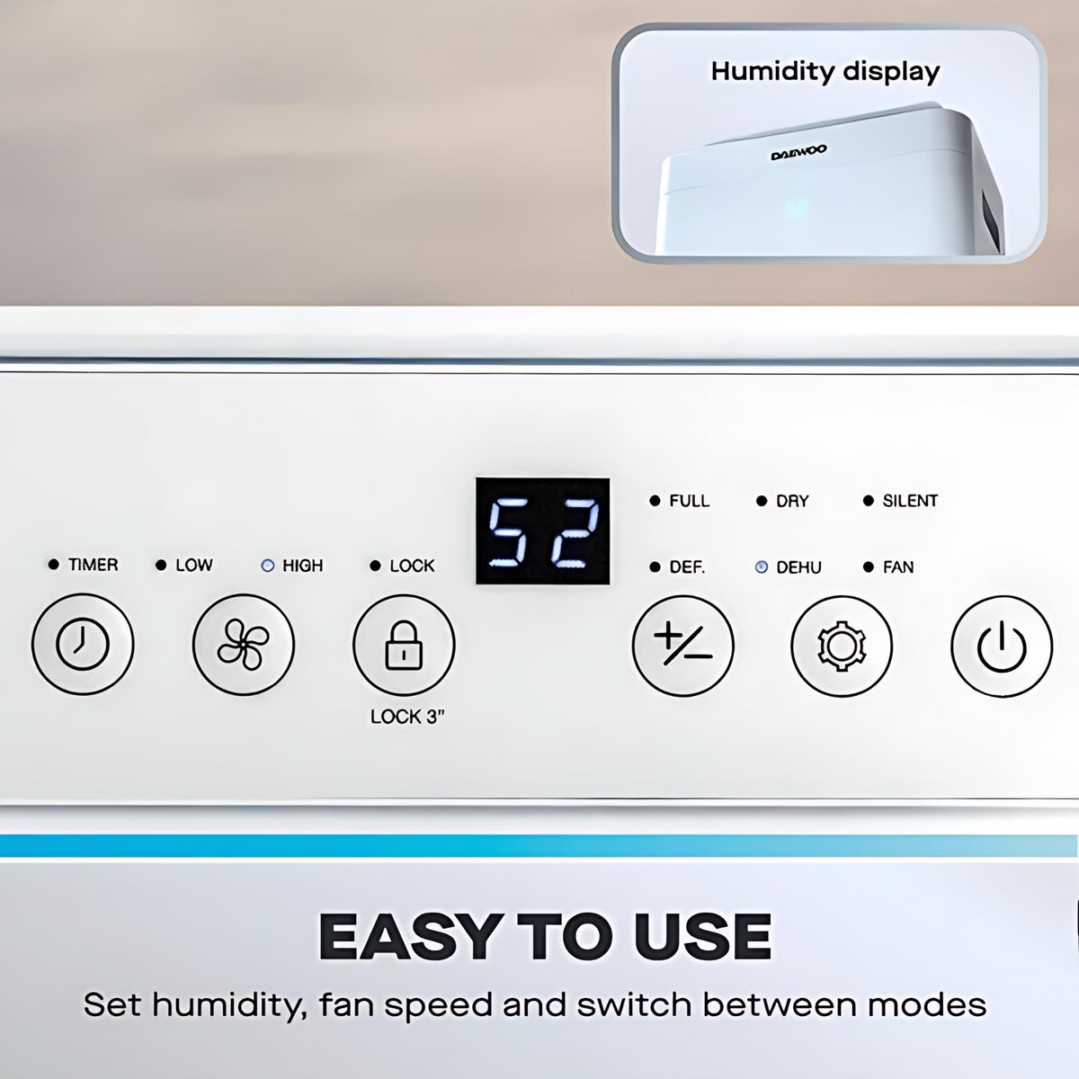 Daewoo 2 in 1 Dehumidifier and Air Purifier White 12Ltr COL1670 | Improved Air Quality | HAF Filter | 24 Hour Timer | Silent Mode | Laundry Drying Mode | 24 Metre Square Suitable Room Size