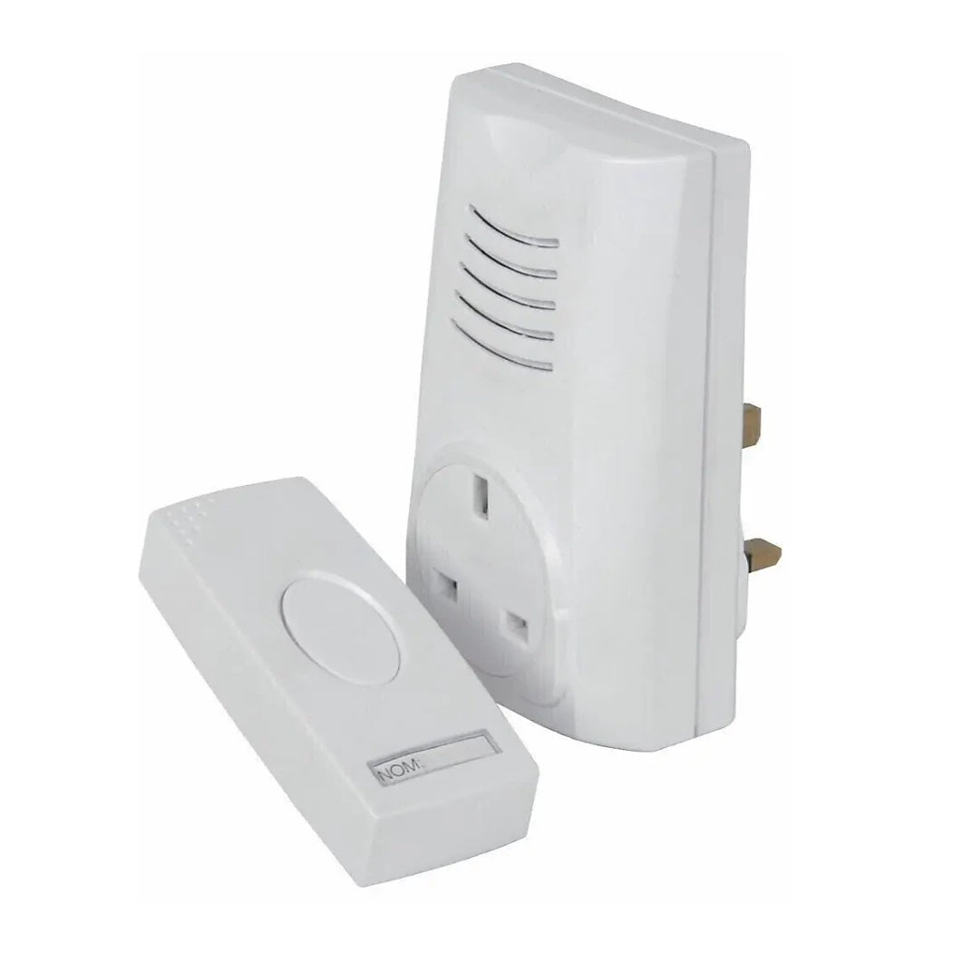 Kingavon Plug In Wireless Door Chime with Socket White DC105 | Choice of 38 Melodies | No Wiring Required | Approx Range 100Mtr