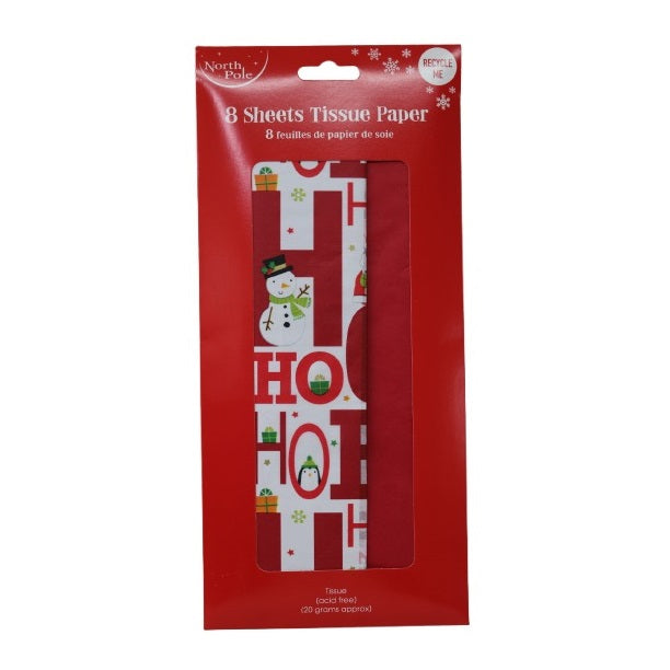Clairefontaine Eurowrap North Pole Christmas Tissue Paper Multicoloured Pack of 8 X-35738-TPC | Festive Snowman and Penguin Design | Perfect for Gift Wrapping and Crafts | Recyclabel Paper
