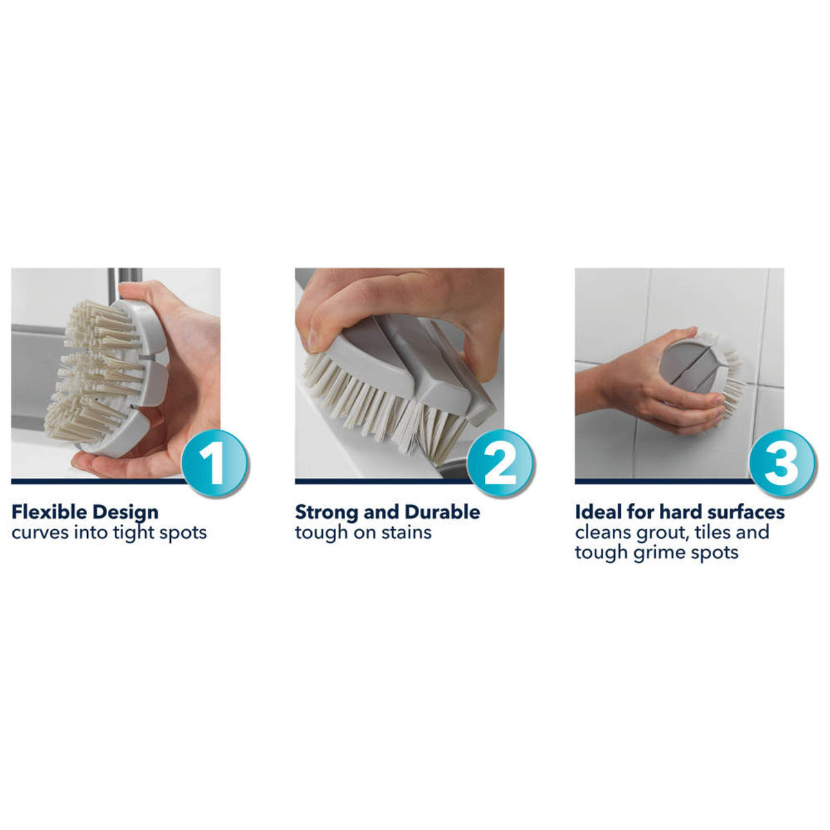 Beldray Deep Cleaning Flexi Scrubbing Brush Grey 4.1cm x 9.8cm x 9.8cm LA032784FPEU7 | Curves into Tight Spots | Ideal for Deep Cleaning Hard Surfaces | Strong Durable Bristles