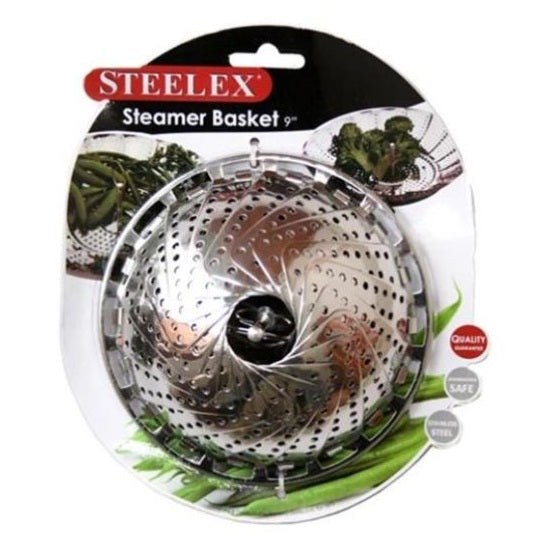 Steelex Stainless Steel Steamer Basket Chrome 9-Inch HK1001