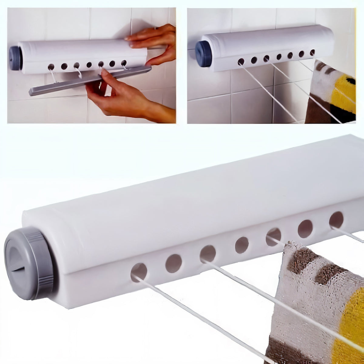 Ashley Housewares Retractable Washing Line White 14Mtr RA228