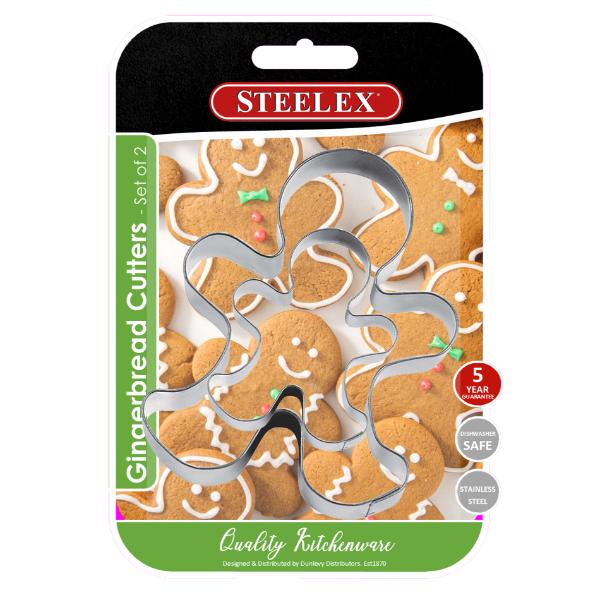 Steelex Stainless Steel Gingerbread Cutters Chrome Pack of 2 HK0813
