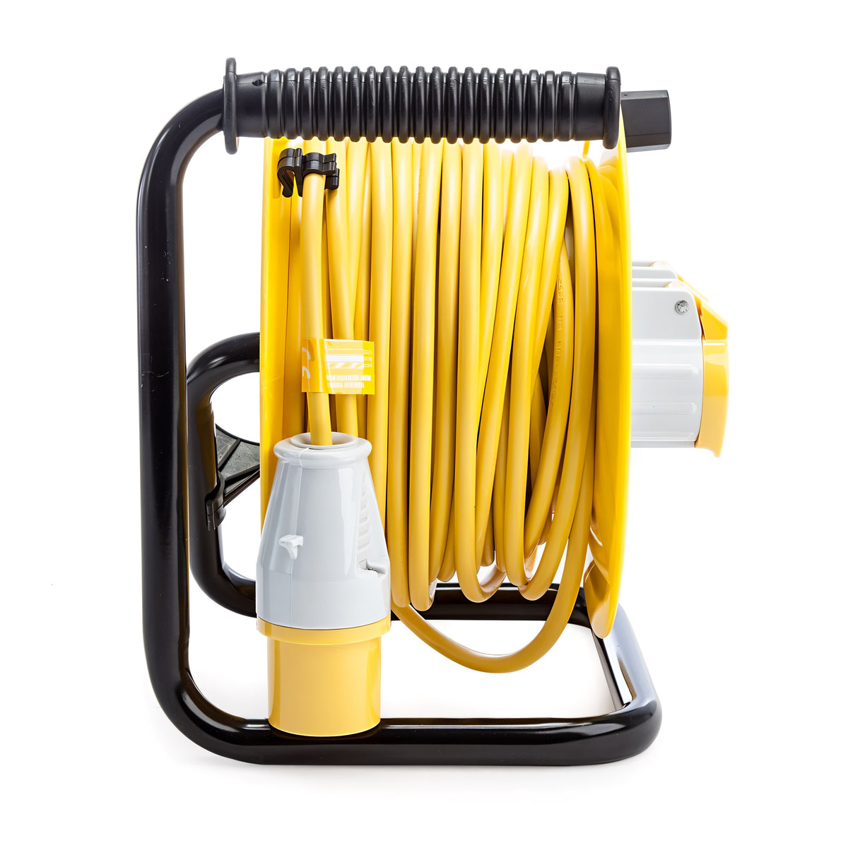 Masterplug 2 Socket Cable Reel Yellow 25Mtr 16A 110V LVCT2516/2 | Power Indicator | Easy Wind Handle | Thermal Cut-out