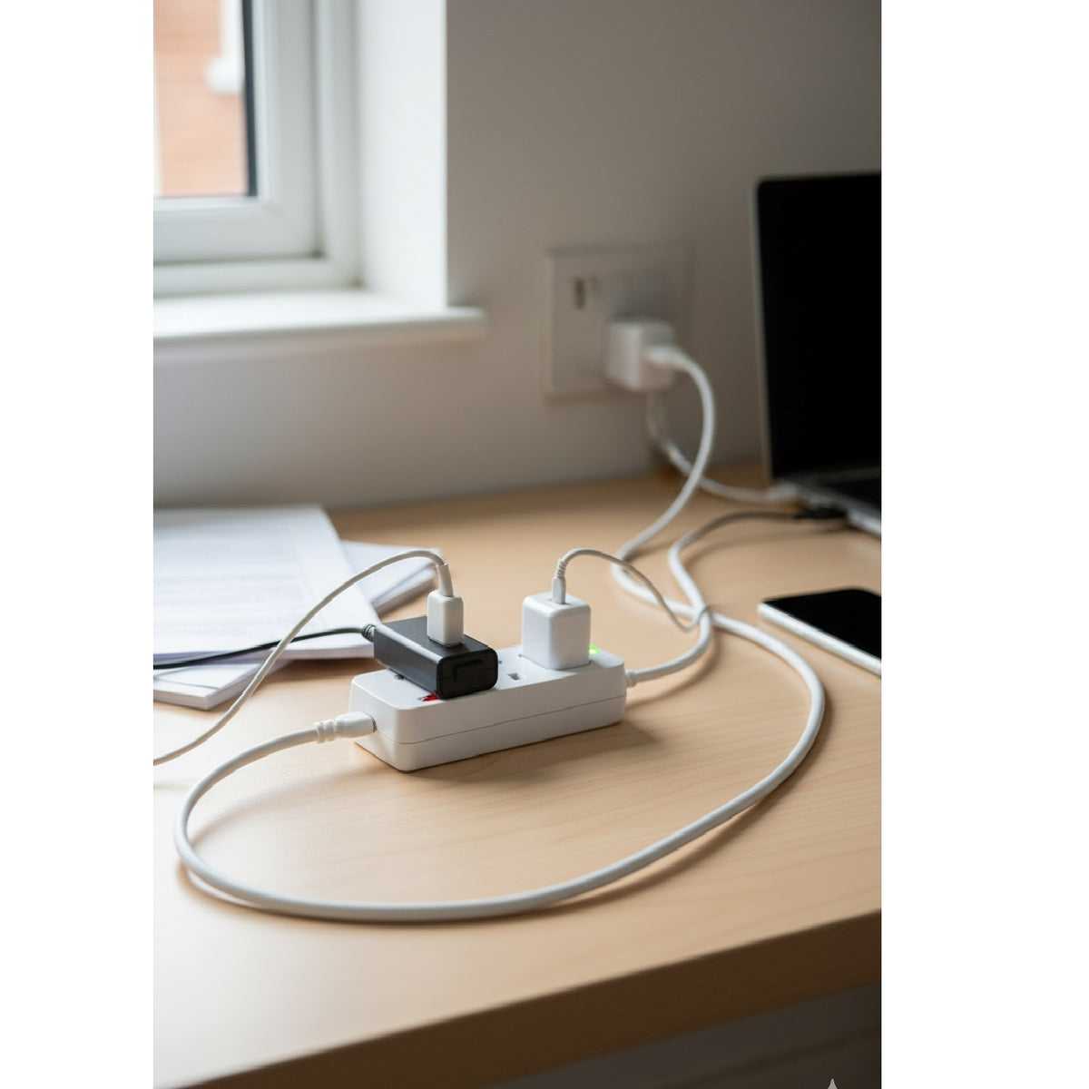 Powerplus 2 Way Extension Lead White 2Mtr 13A 1002 | Complies with BS1363-A