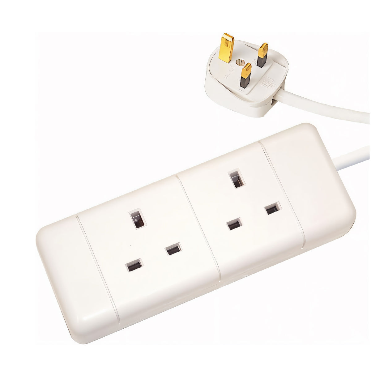 Powerplus 2 Way Extension Lead White 2Mtr 13A 1002 | Complies with BS1363-A