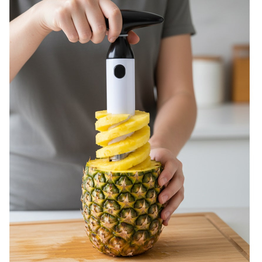 Steelex Pineapple Corer and Cutter Black and White HK0802 | 3 Way Cutting Blades