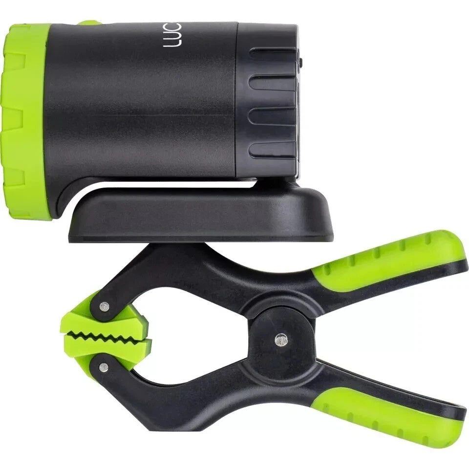 Luceco LED Rechargeable 5W Magnetic Mini Clamp Work Light Black and Green LILC50G65 | USB Charged | 6500K Cool White | 500 Lumens | IP44 Weatherproof | Long Battery Life