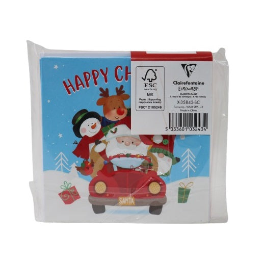 Clairefontaine Eurowrap North Pole Christmas Cards Multicoloured Pack of 20 X-35843-BC | Two Festive Designs with Envelopes | Santa and Holiday Themes | Ho Ho Ho Greeting Cards