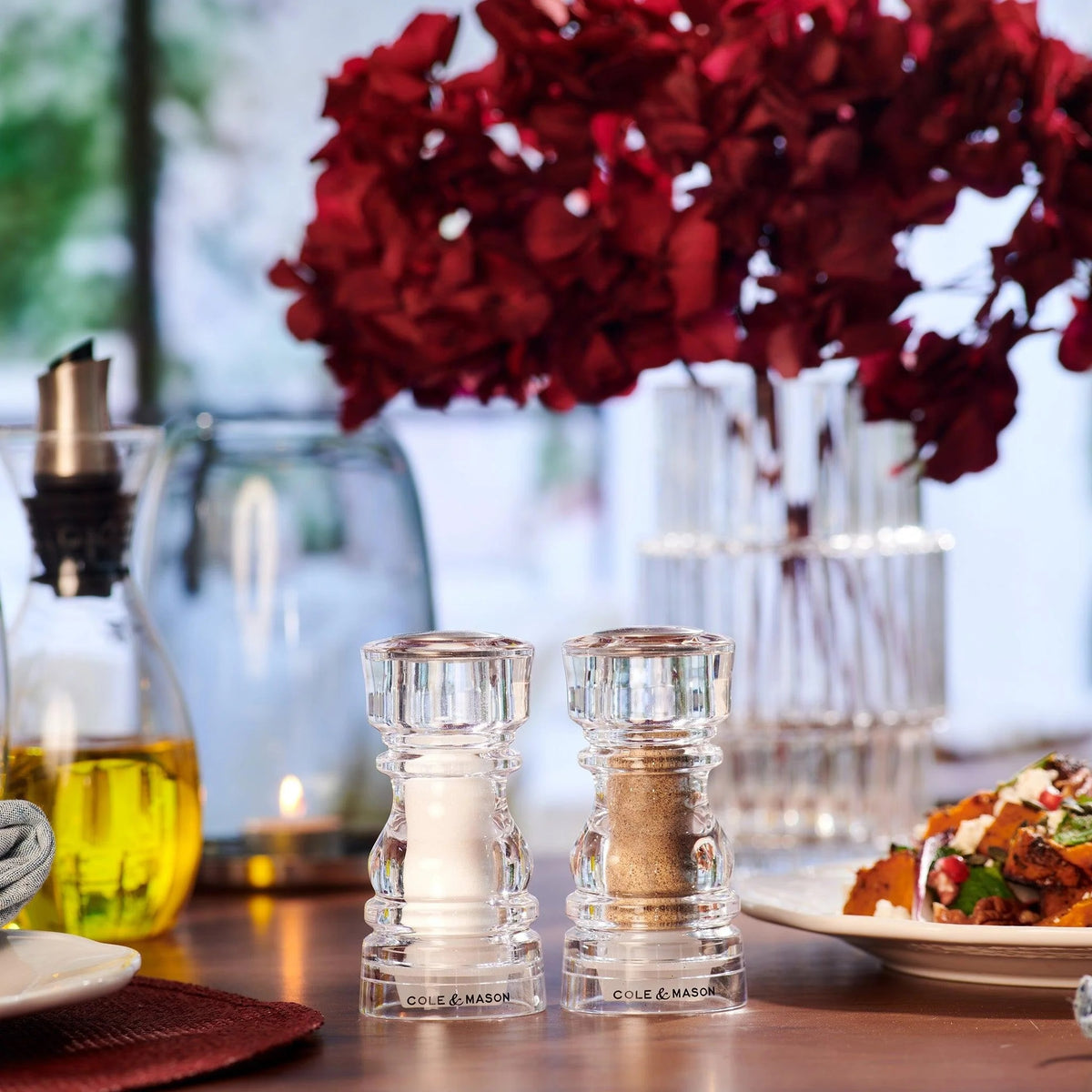 Cole and Mason London Acrylic Salt and Pepper Shaker Set Clear 130mm H243168