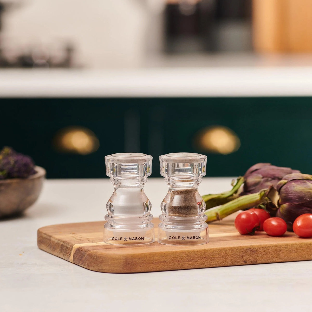 Cole and Mason London Acrylic Salt and Pepper Shaker Set Clear 86mm H243181