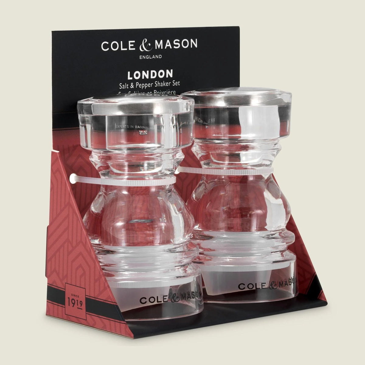 Cole and Mason London Acrylic Salt and Pepper Shaker Set Clear 86mm H243181