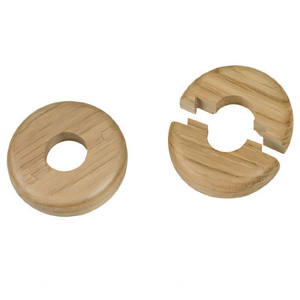 Blackspur Wooden Radiator Pipe Collars Brown 45mm-15mm x H11.3mm Pack of 2 RS210 | Easy Split and Click Together System