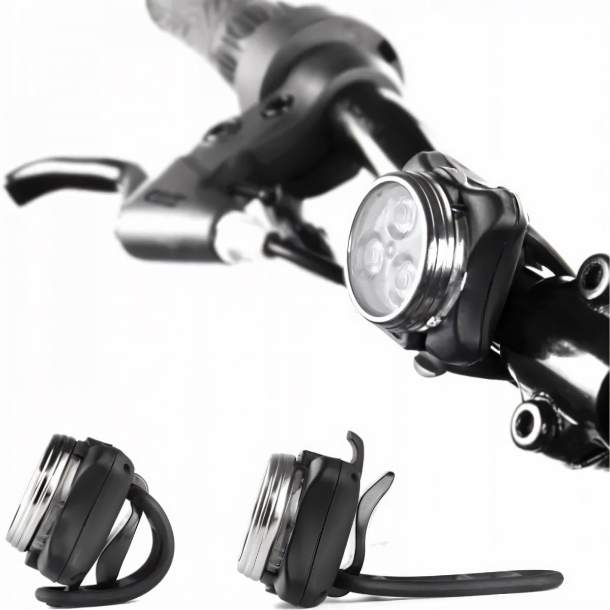 Kingavon 3 SMD USB Rechargeable Front Bike Light White 500mAh 50mm x 45mm x 40mm BL120 | ABS Material with Soft Finish | 55 Lumens | Easy to Install and Remove | Silicone Band with USB Cable | Light Modes 100 Percent-50 Percent-Slow-Flash-Flash