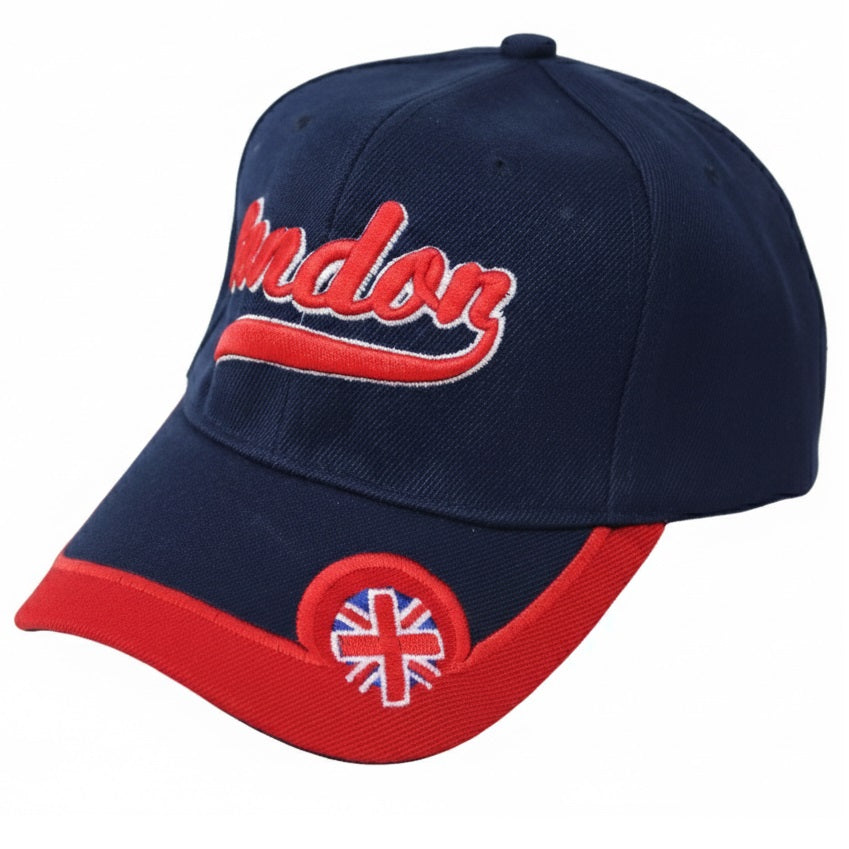 Diamond Gifts London Baseball Cap Blue and Red FCP01