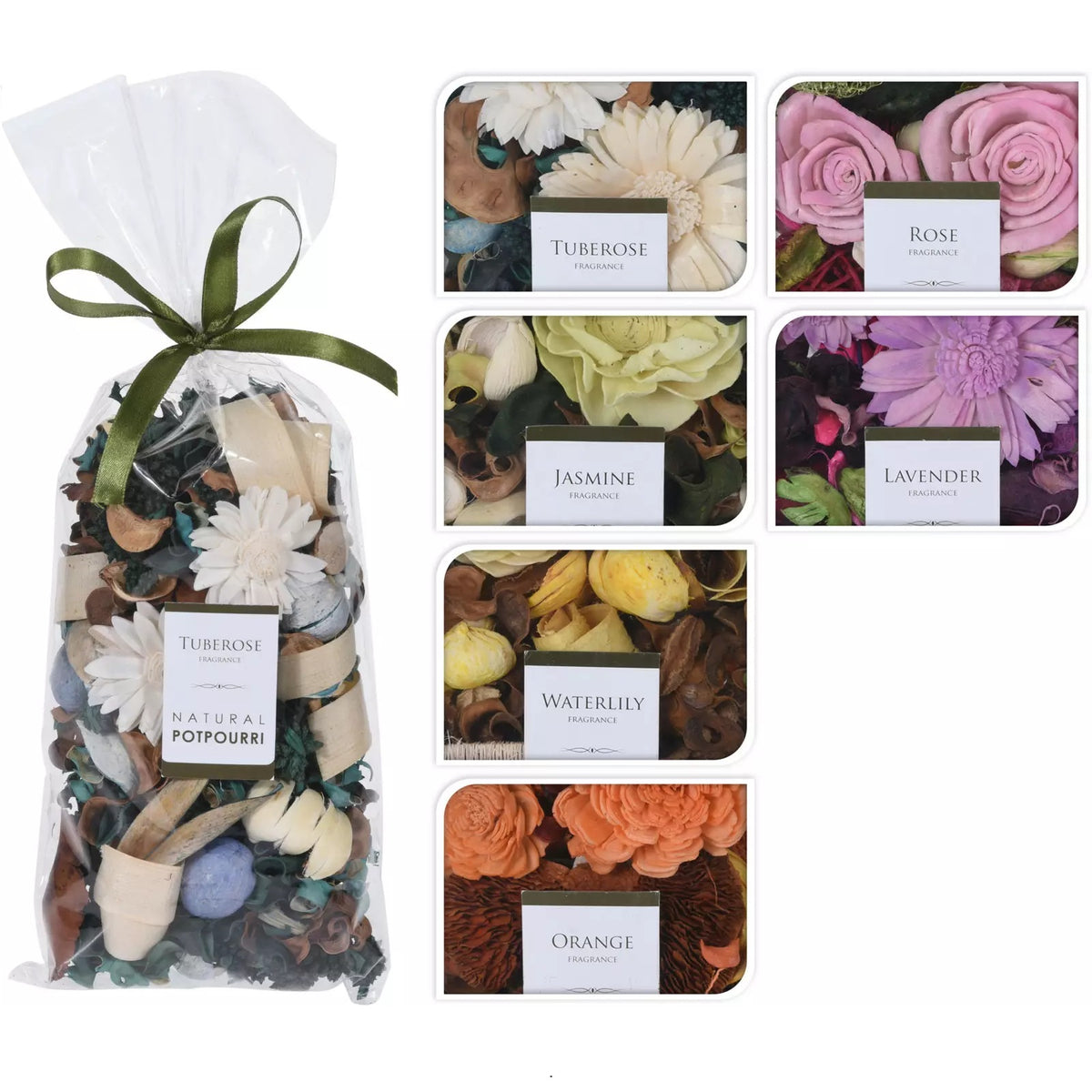 Natural Fragrance Potpourri Gift Bags Multicoloured Pack of 1 D22100640 | Waterlily-Orange-Lavender-Jasmine-Rose-Blue Rose Scented Dried Flower Mix | Home Decoration and Air Freshener | Long Lasting Aroma