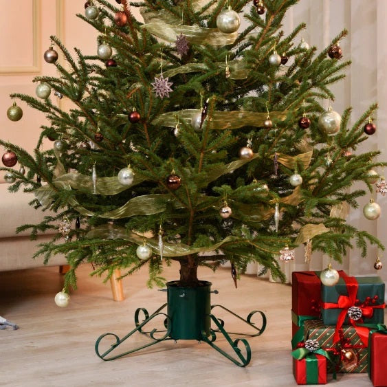 Ashley Housewares Christmas Tree Stand Green 46.5cm x 46.5cm x 17cm CTS100 | Sturdy and Durable Metal Base | 7.8cm Trunk Diameter | 700ml Water Capacity | Strong Metal Holder | With Traditional Style Legs