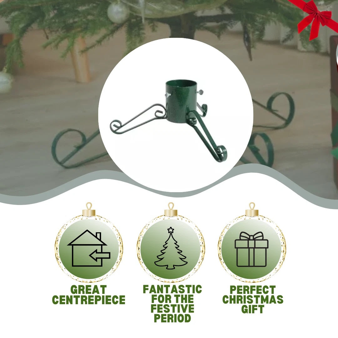 Ashley Housewares Christmas Tree Stand Green 46.5cm x 46.5cm x 17cm CTS100 | Sturdy and Durable Metal Base | 7.8cm Trunk Diameter | 700ml Water Capacity | Strong Metal Holder | With Traditional Style Legs