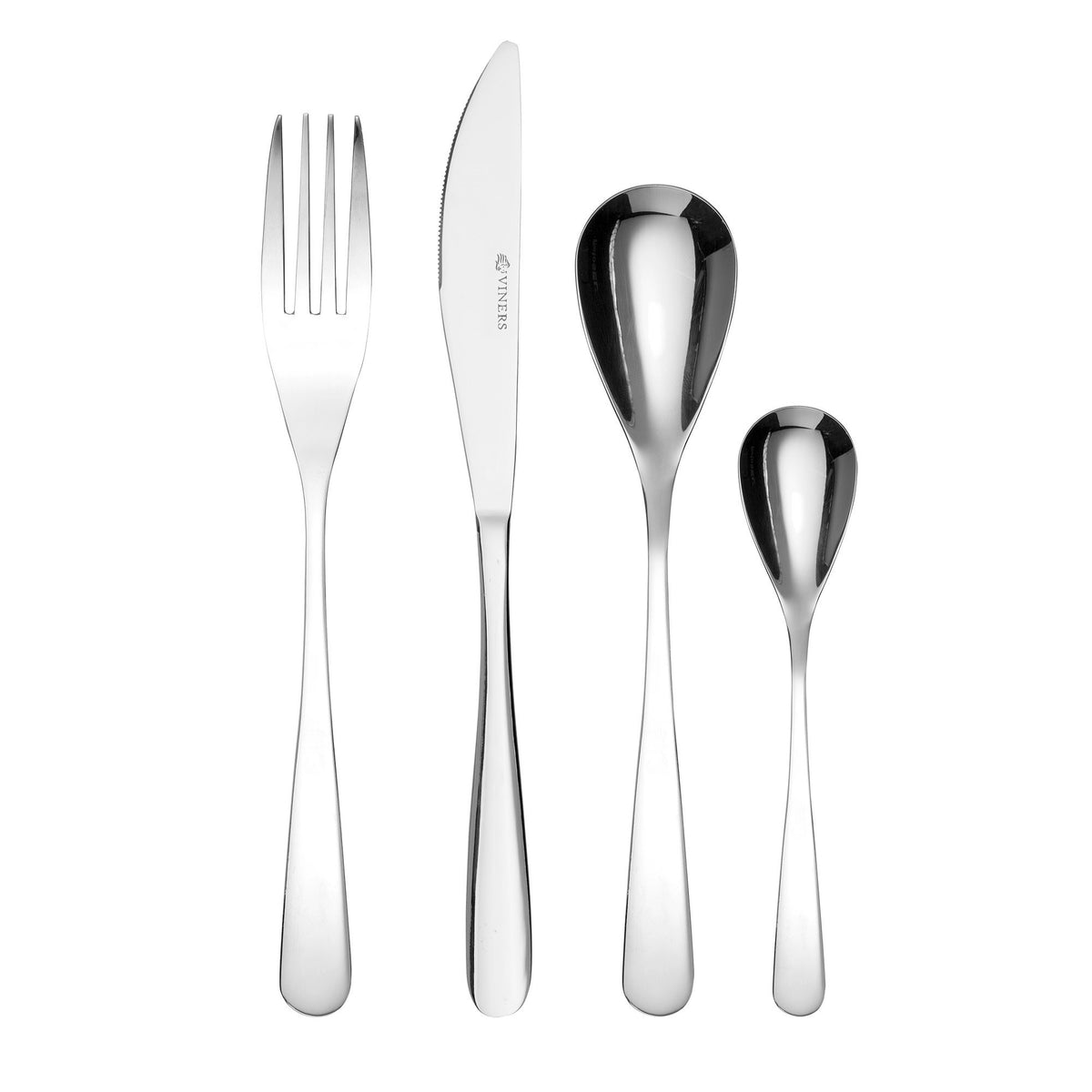 Viners Sicily Cutlery Set Chrome Pack of 16 303.197 | Stainless Steel Tableware with 4 Place Settings | Includes 4 x Table Knives | 4 x Table Forks | 4 x Dessert Spoons | 4 x Tea Spoons | Dishwasher Safe | For Daily Use