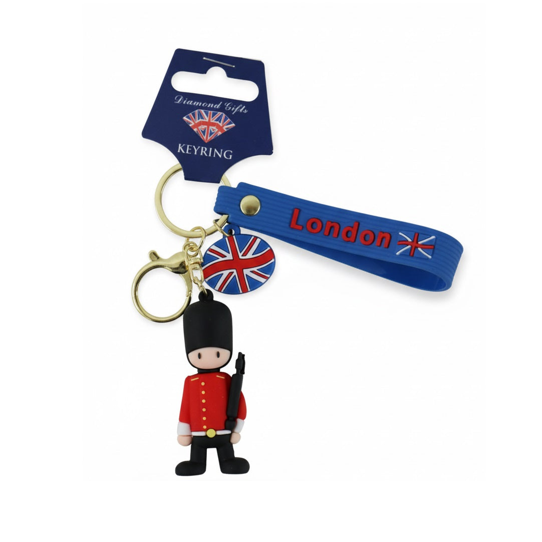 Diamond Gifts London Guardsman 3D Charm Keyring Blue FKR04B