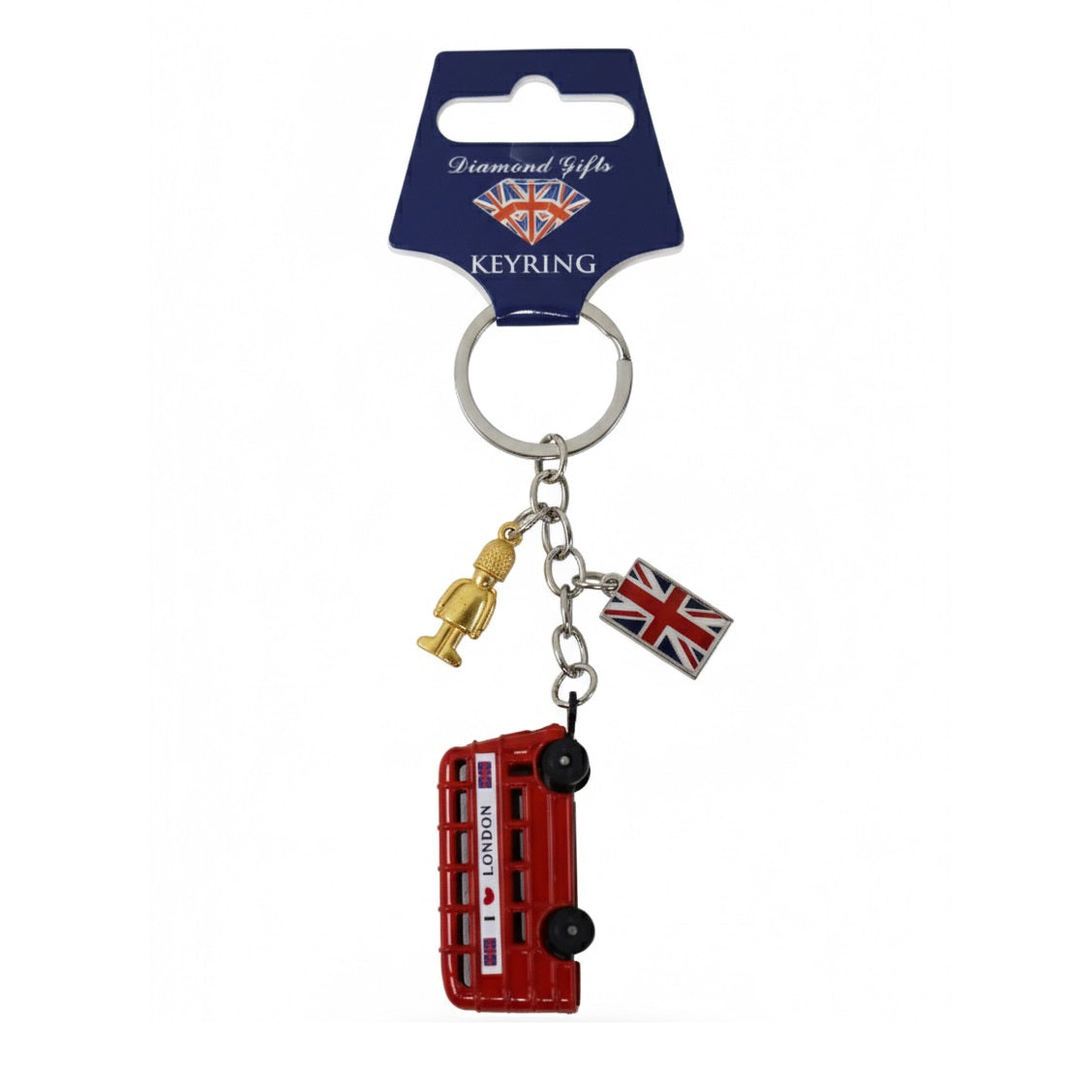 Diamond Gifts London Charm Guardsman 3D Bus Keyring Red MKR37B