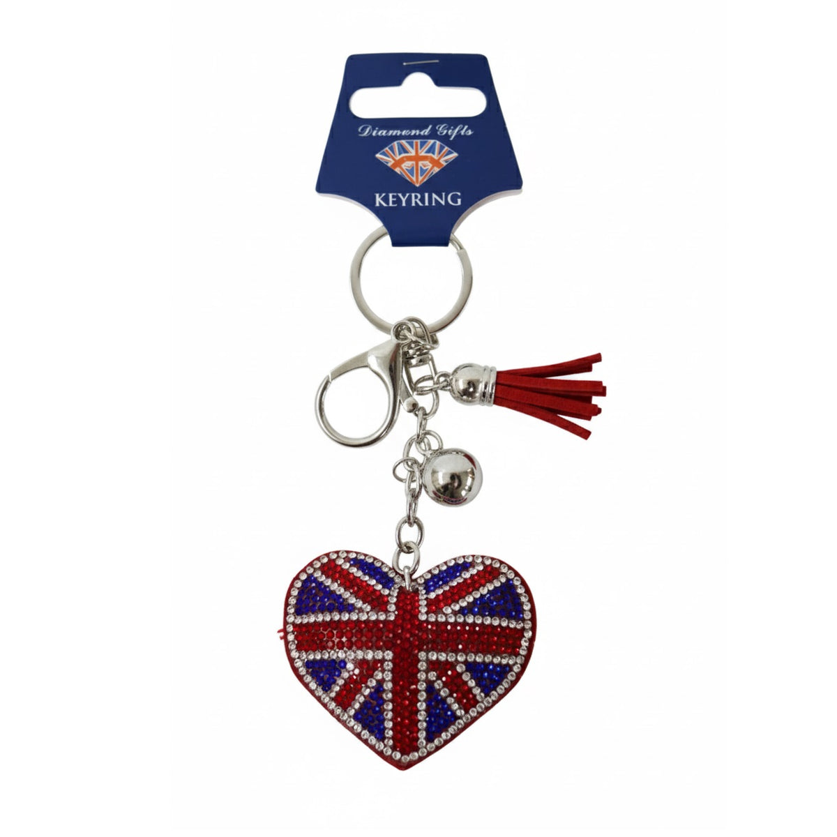 Diamond Gifts Union Jack Heart Keyring Multicoloured FKR01
