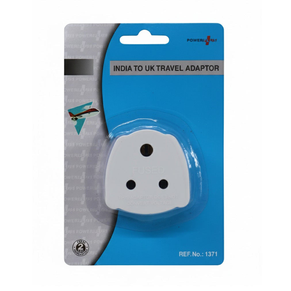 Powerplus India To UK Travel Adaptor White 1371