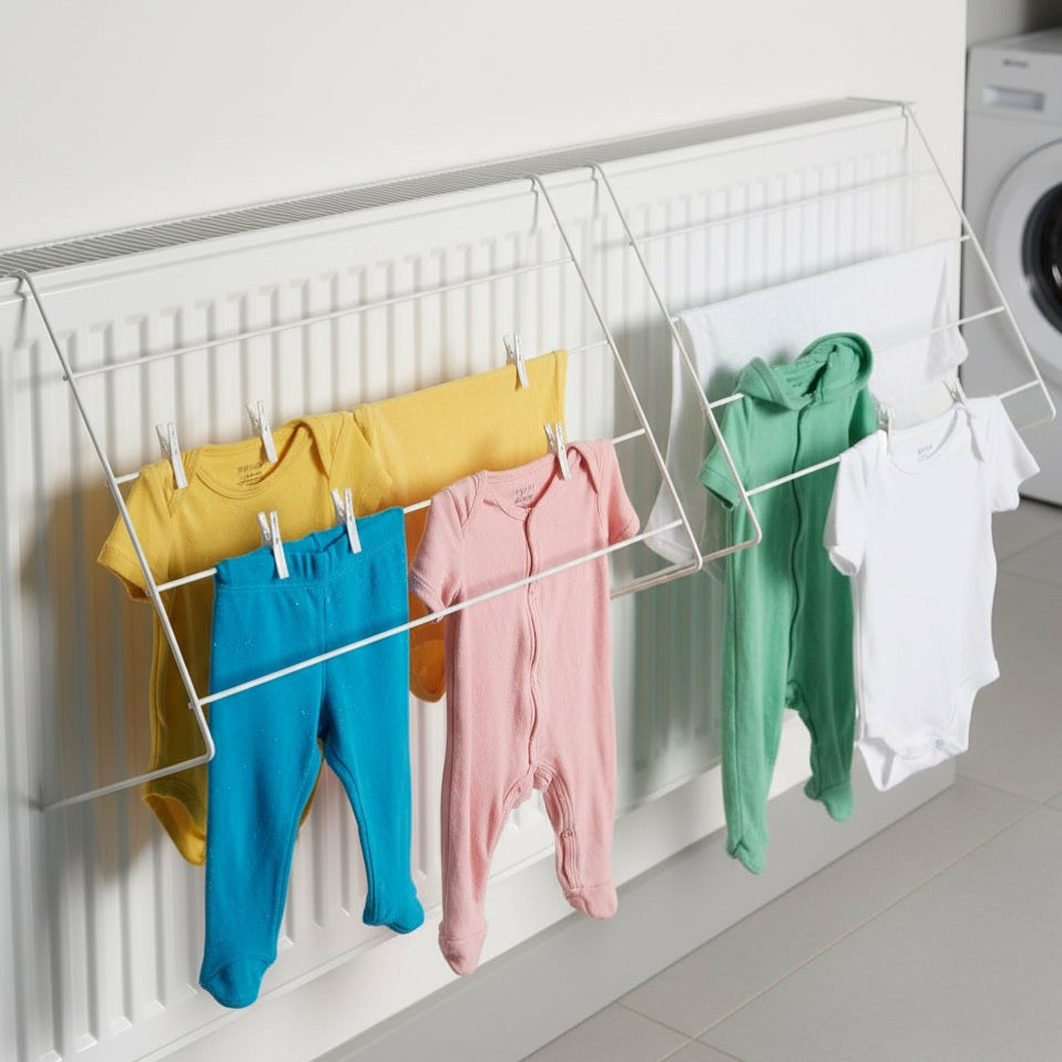 Ashley Housewares 4 Bar Radiator Airers White H36cm x W50cm x D16cm Pack of 2 RA224 | Strong and Durable | 4 Bars with Easy Clean Plastic Coating  Non Scratch End Caps