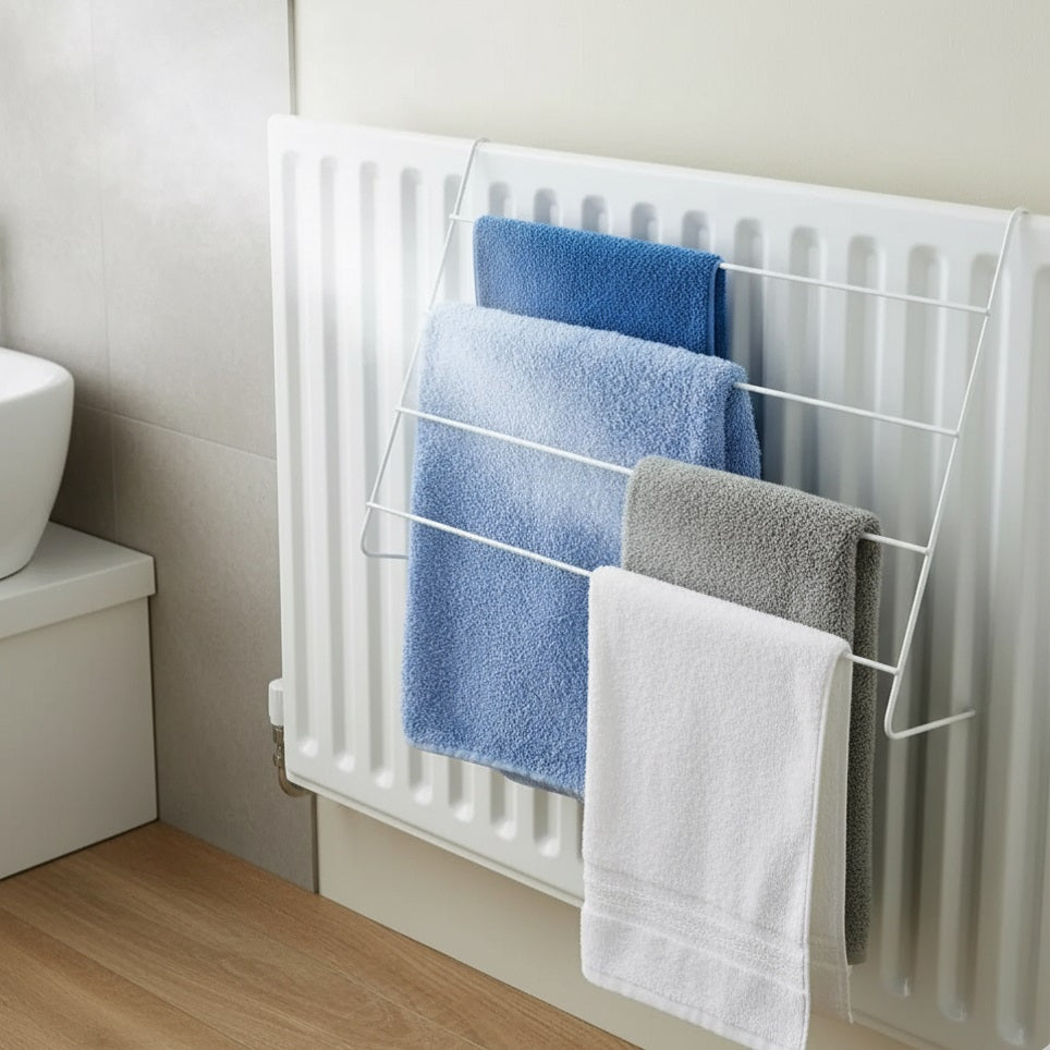 Ashley Housewares 4 Bar Radiator Airers White H36cm x W50cm x D16cm Pack of 2 RA224 | Strong and Durable | 4 Bars with Easy Clean Plastic Coating  Non Scratch End Caps